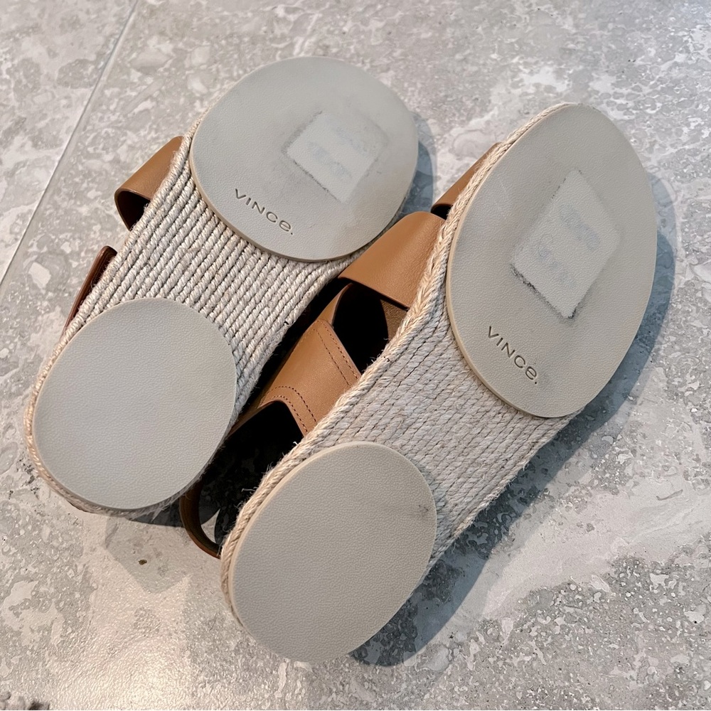 Vince Espadrille Flat Sandals Brown Women’s Shoes Size 8.5M New w/Tag - Picture 6 of 7